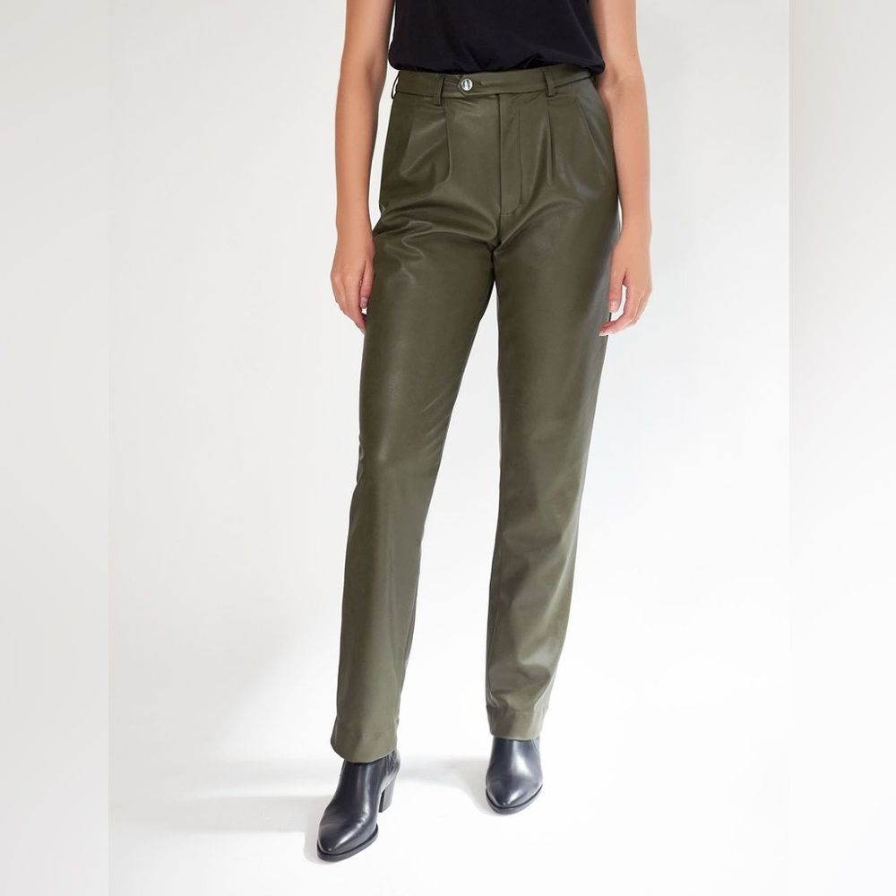 Roseanna olive leather pants